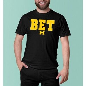 Michigan Football BET M Graphic T-Shirt Style College Sports Tee
